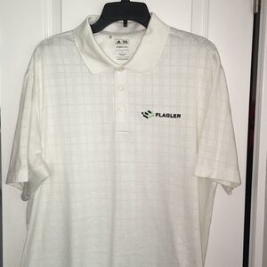 White Adidas Flagler Jacksonville FL Florida polo polyester mens Golf shirt L